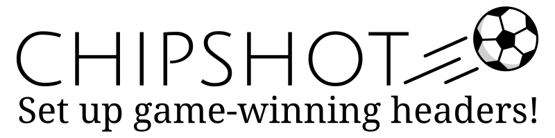 The Chipshot logo, with a soccer ball shooting up and away from the project name.